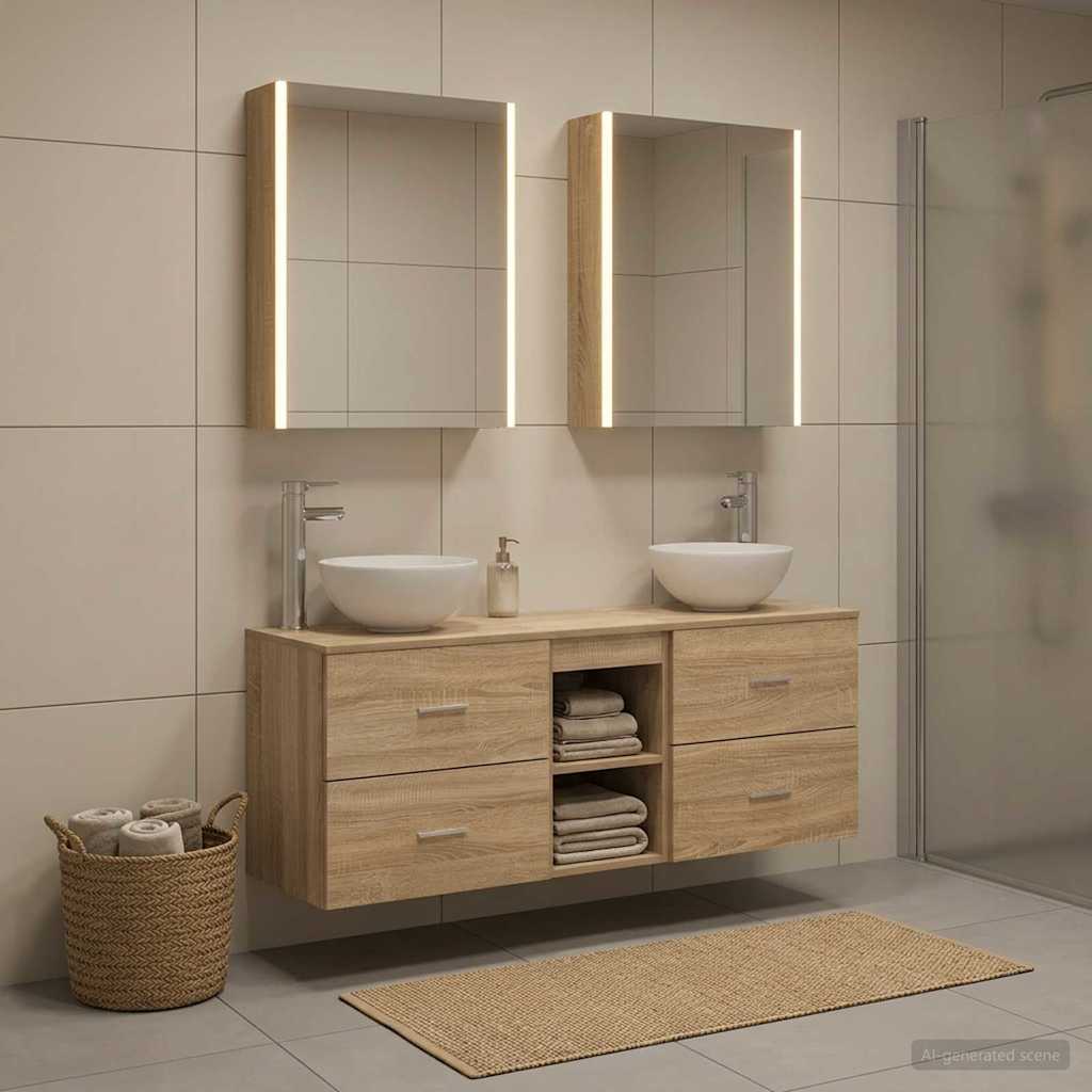 vidaXL Bathroom Cabinet Set 5 pcs Sonoma Oak Engineered Wood 1
