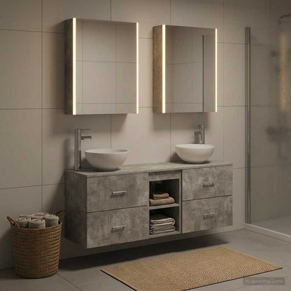 vidaXL Bathroom Cabinet Set 5 pcs Concrete Grey Engineered Wood 4