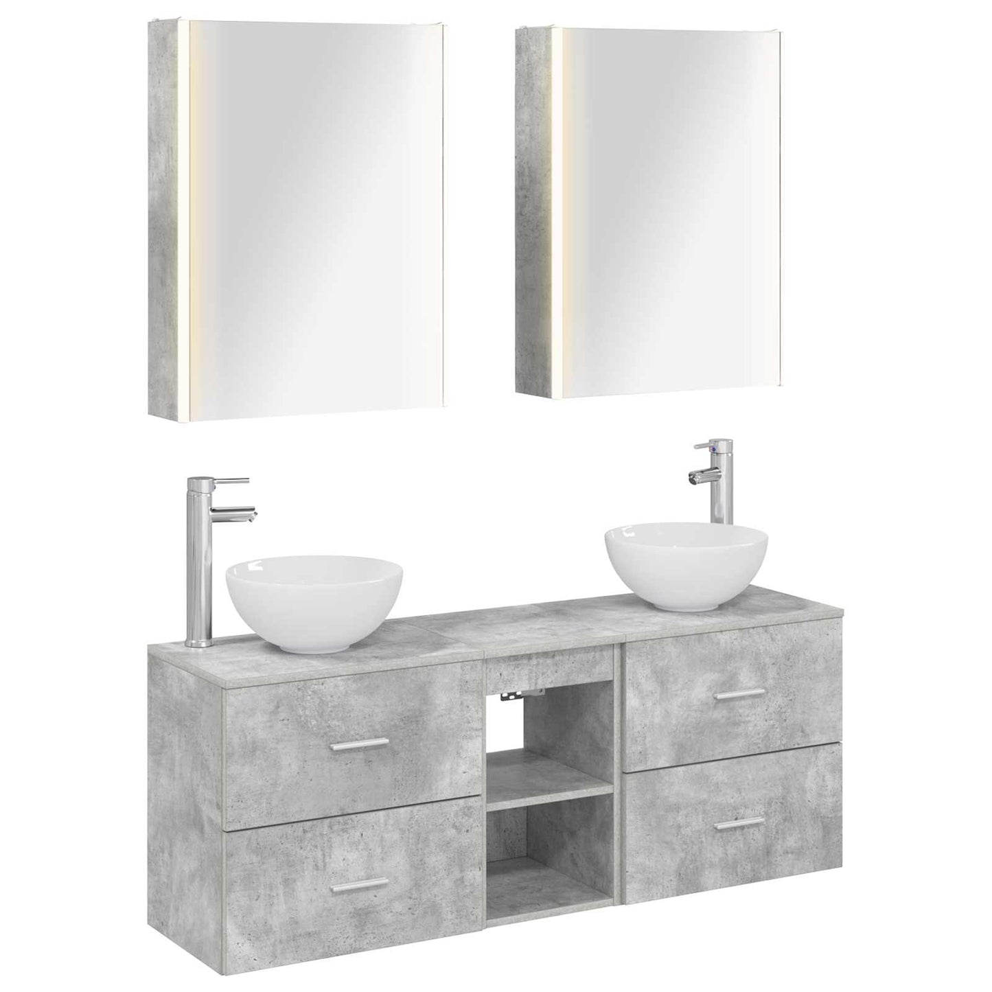vidaXL Bathroom Cabinet Set 5 pcs Concrete Grey Engineered Wood 2