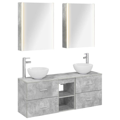 vidaXL Bathroom Cabinet Set 5 pcs Concrete Grey Engineered Wood 2