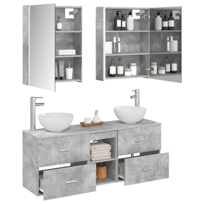 vidaXL Bathroom Cabinet Set 5 pcs Concrete Grey Engineered Wood 3
