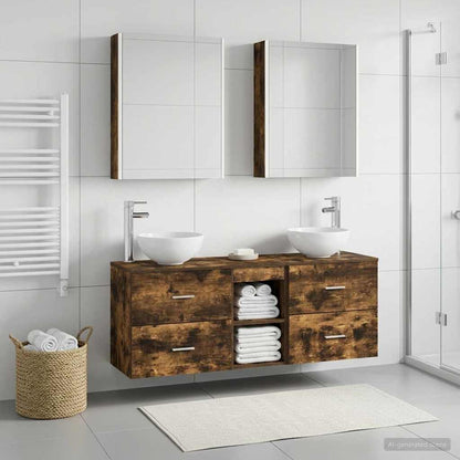 vidaXL Bathroom Cabinet Set 5 pcs Smoked Oak Engineered Wood 1