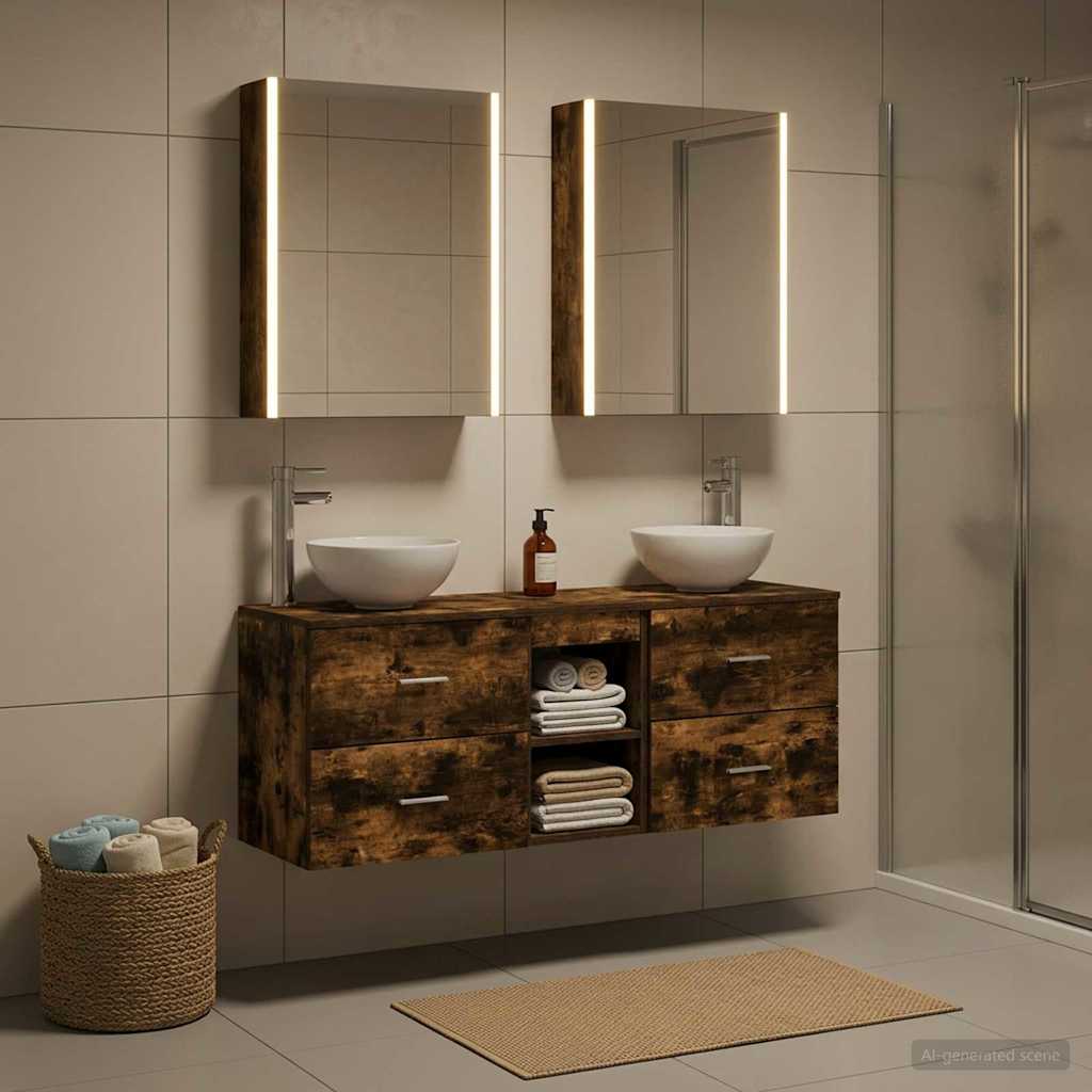 vidaXL Bathroom Cabinet Set 5 pcs Smoked Oak Engineered Wood 4