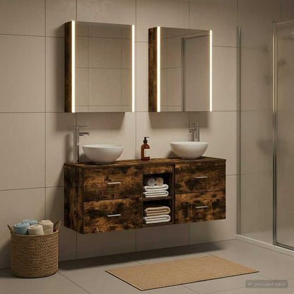 vidaXL Bathroom Cabinet Set 5 pcs Smoked Oak Engineered Wood 4