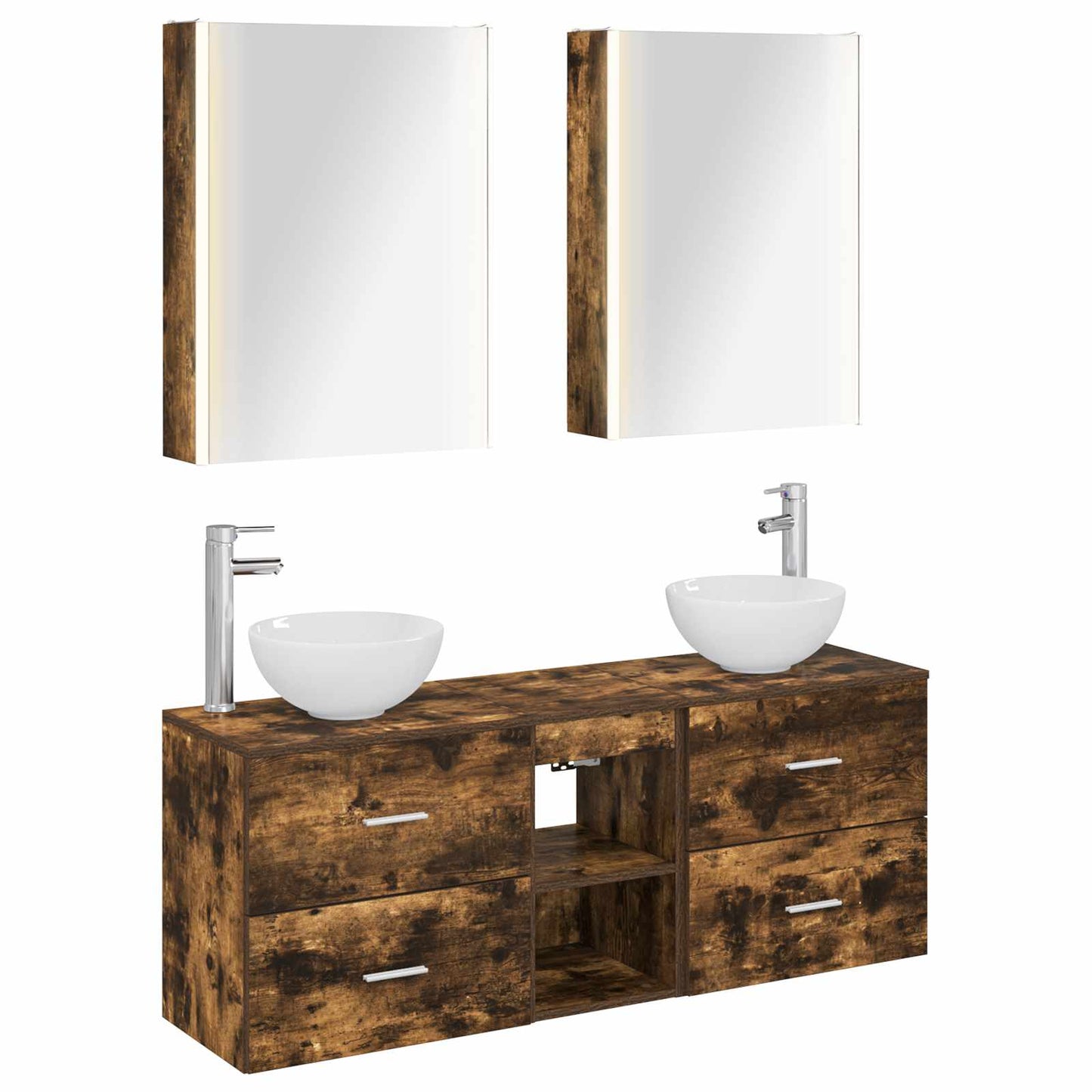 vidaXL Bathroom Cabinet Set 5 pcs Smoked Oak Engineered Wood 2