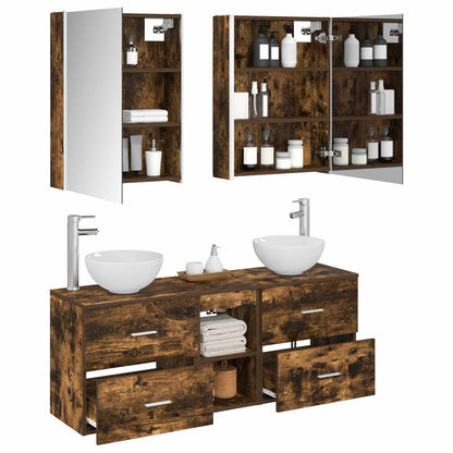 vidaXL Bathroom Cabinet Set 5 pcs Smoked Oak Engineered Wood 3