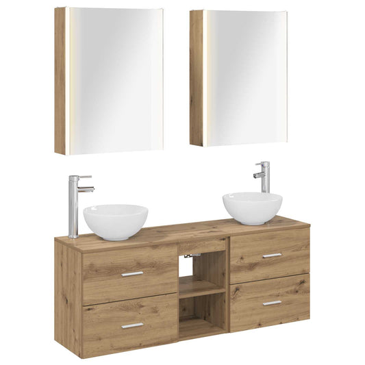 vidaXL Bathroom Cabinet Set 5 pcs Artisan Oak Engineered Wood 2