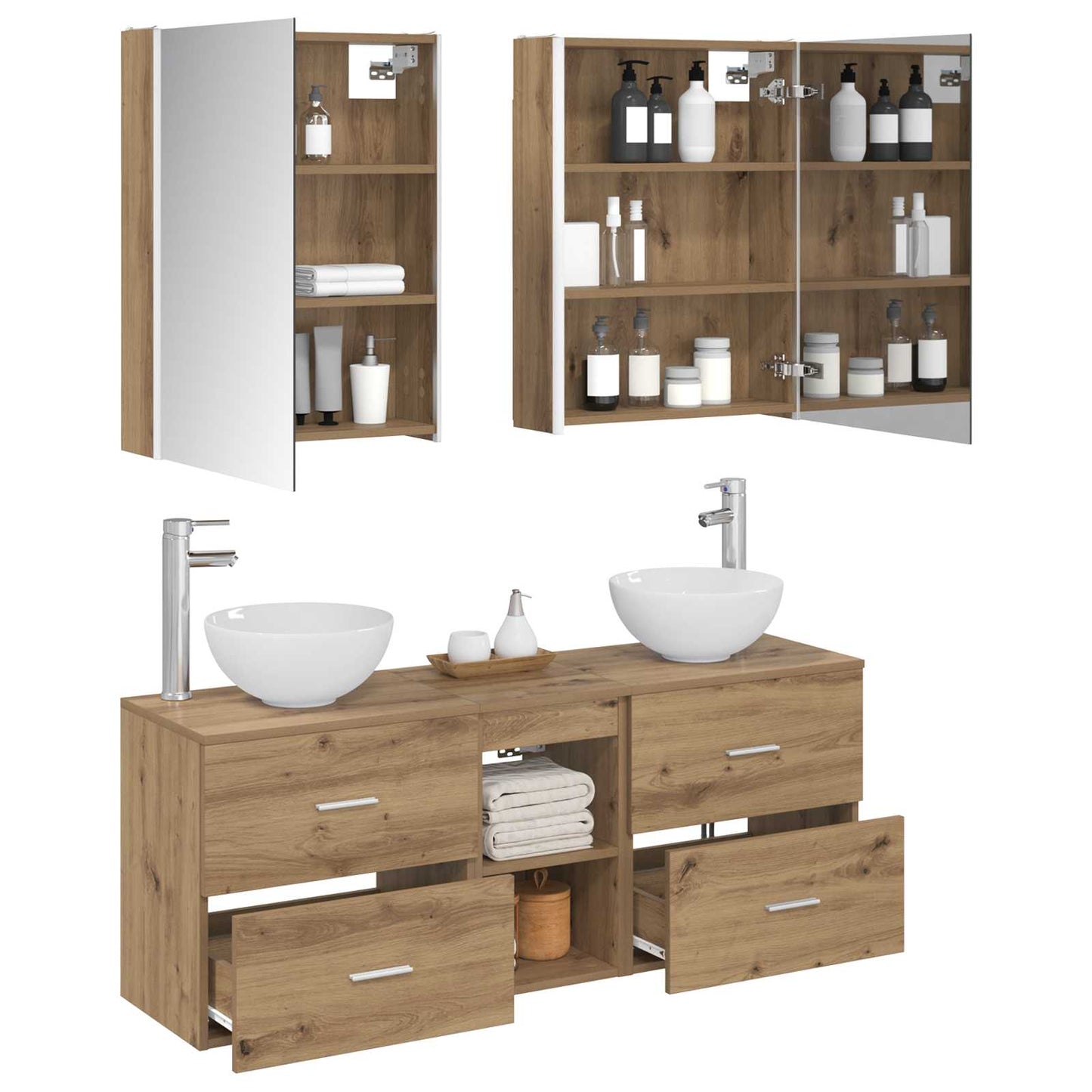 vidaXL Bathroom Cabinet Set 5 pcs Artisan Oak Engineered Wood 3