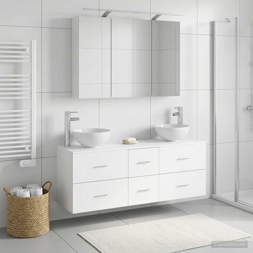 Bathroom Furniture Set 4 pcs 100 x 14.5 x 70 cm White