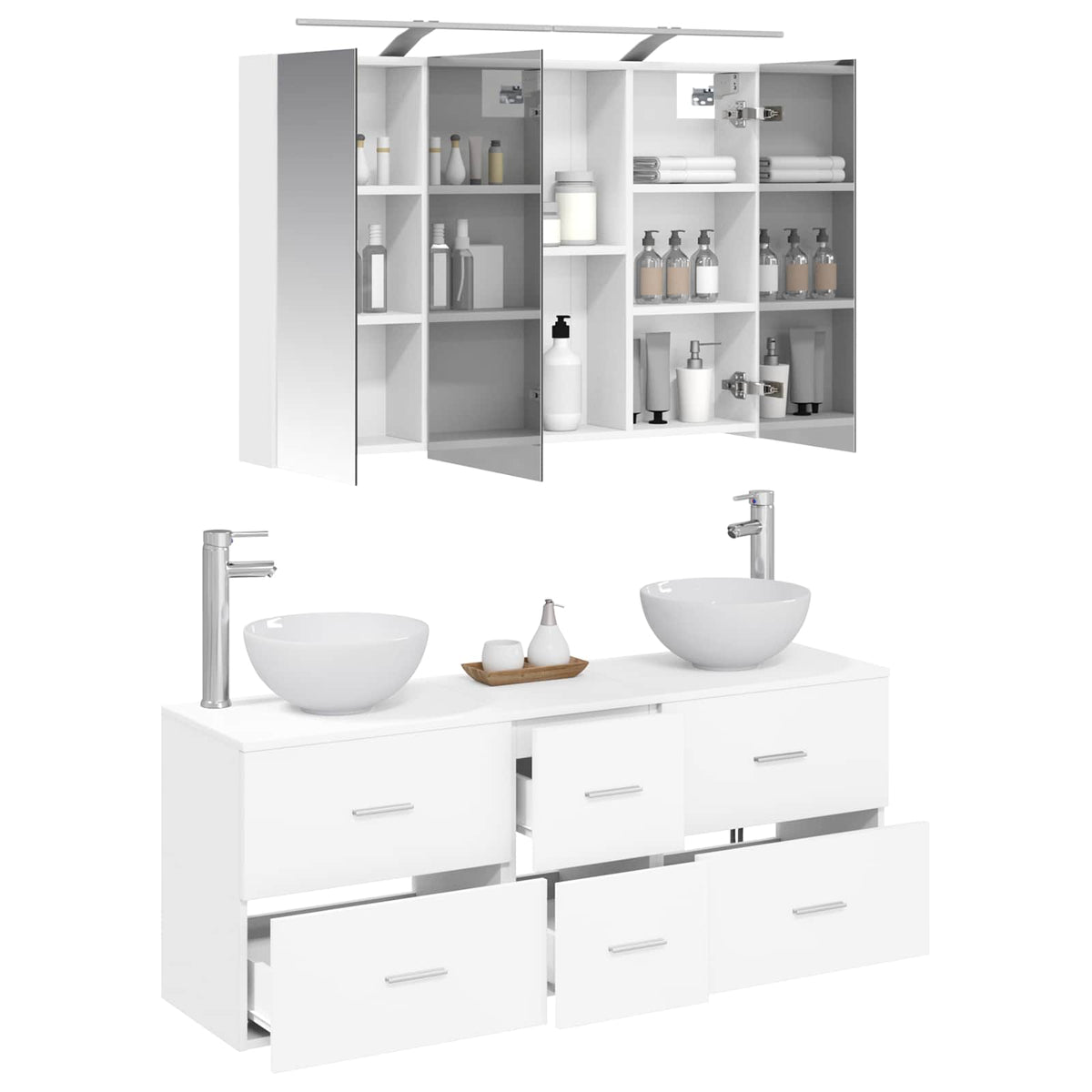 Bathroom Furniture Set 4 pcs 100 x 14.5 x 70 cm White