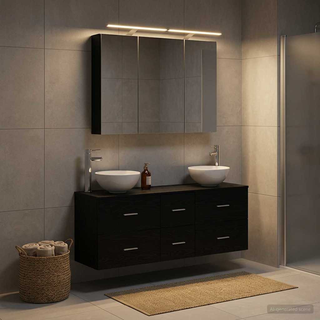 Bathroom Furniture Set 4 pcs 100 x 14.5 x 70 cm Black oak