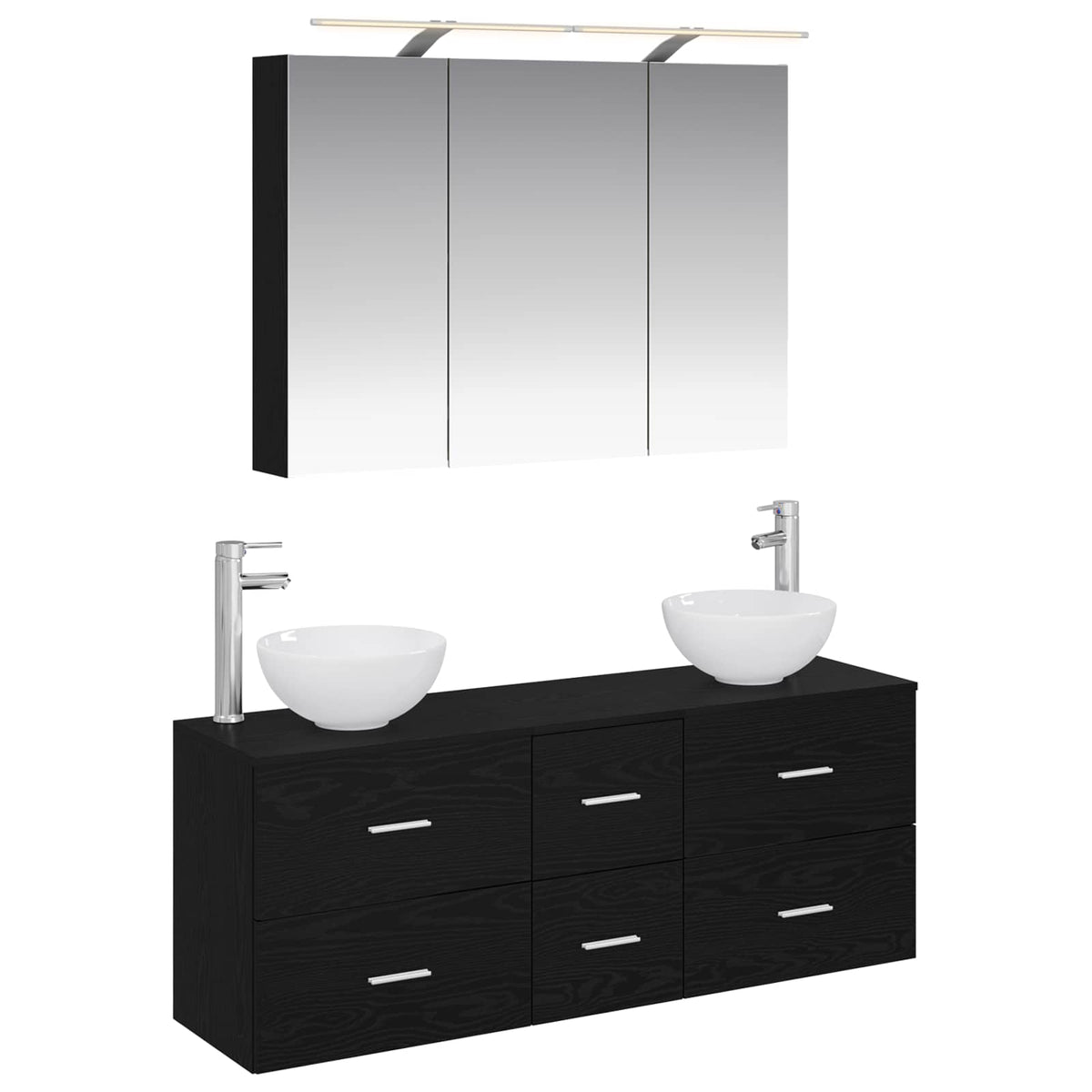 Bathroom Furniture Set 4 pcs 100 x 14.5 x 70 cm Black oak