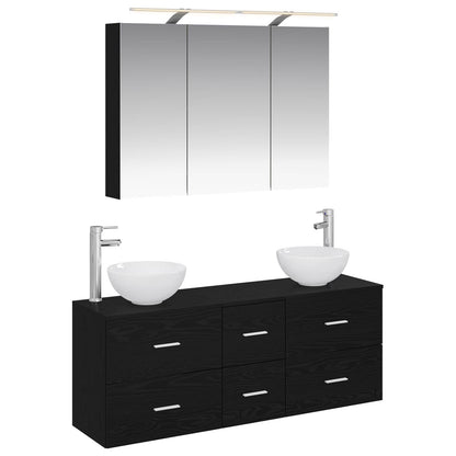 Bathroom Furniture Set 4 pcs 100 x 14.5 x 70 cm Black oak