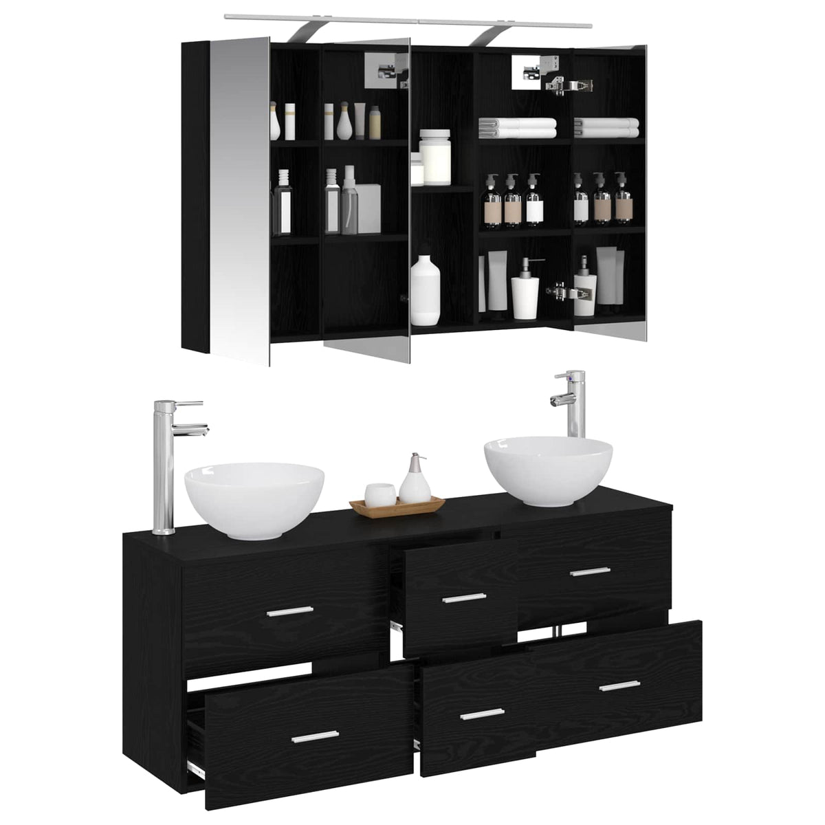 Bathroom Furniture Set 4 pcs 100 x 14.5 x 70 cm Black oak