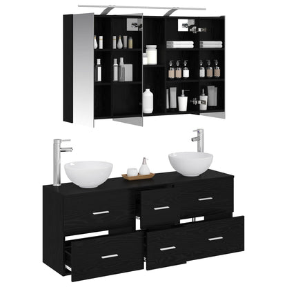 Bathroom Furniture Set 4 pcs 100 x 14.5 x 70 cm Black oak