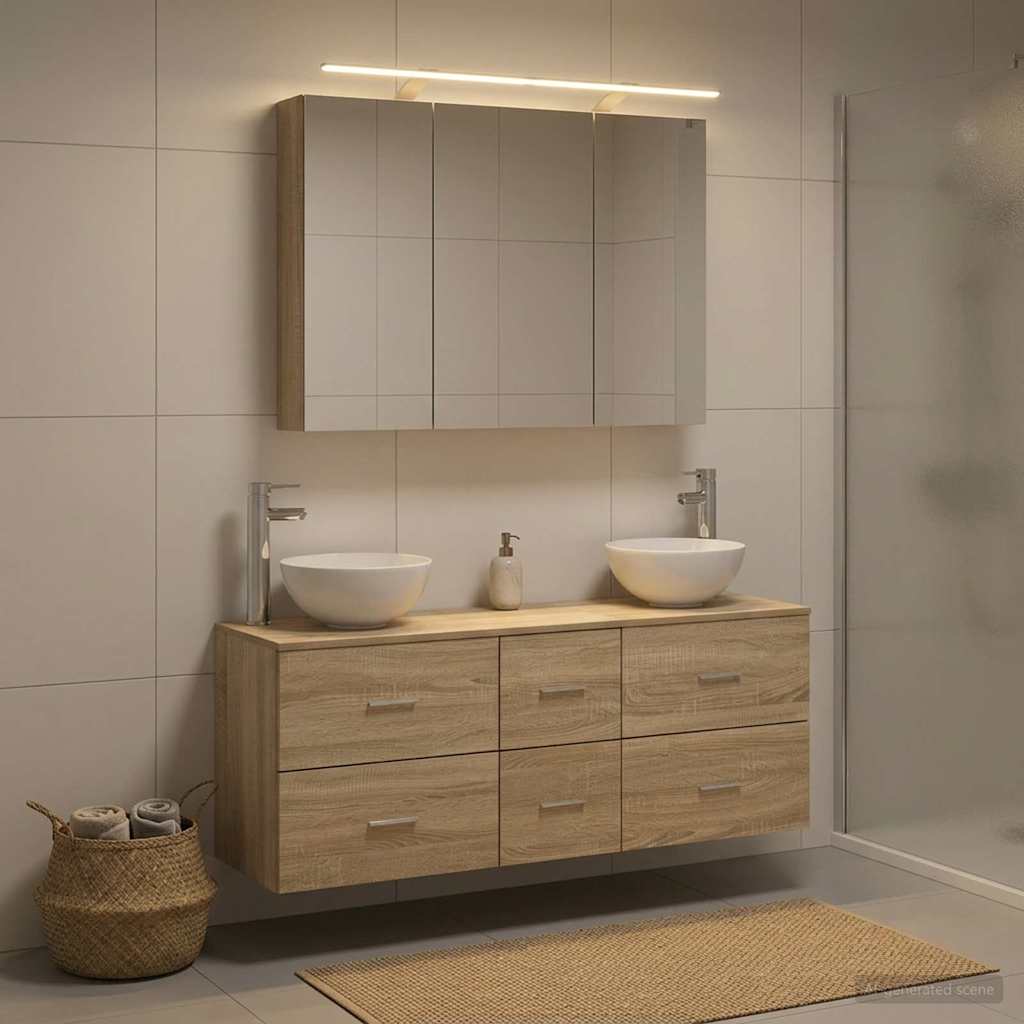 Bathroom Furniture Set 4 pcs 100 x 14.5 x 70 cm Sonoma oak