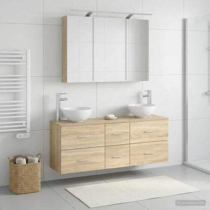 vidaXL Bathroom Furniture Set 4 pcs Sonoma Oak 4