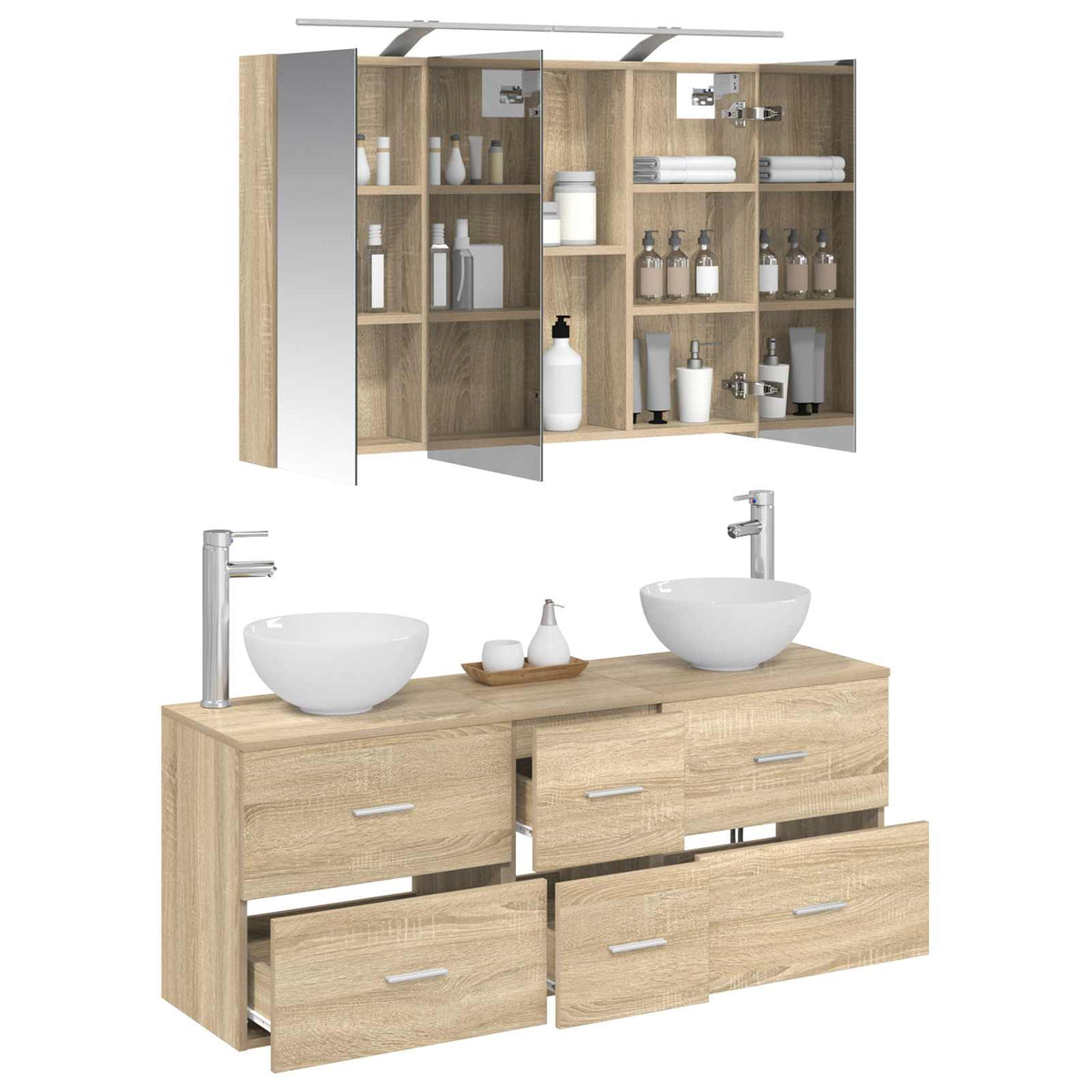 vidaXL Bathroom Furniture Set 4 pcs Sonoma Oak 3