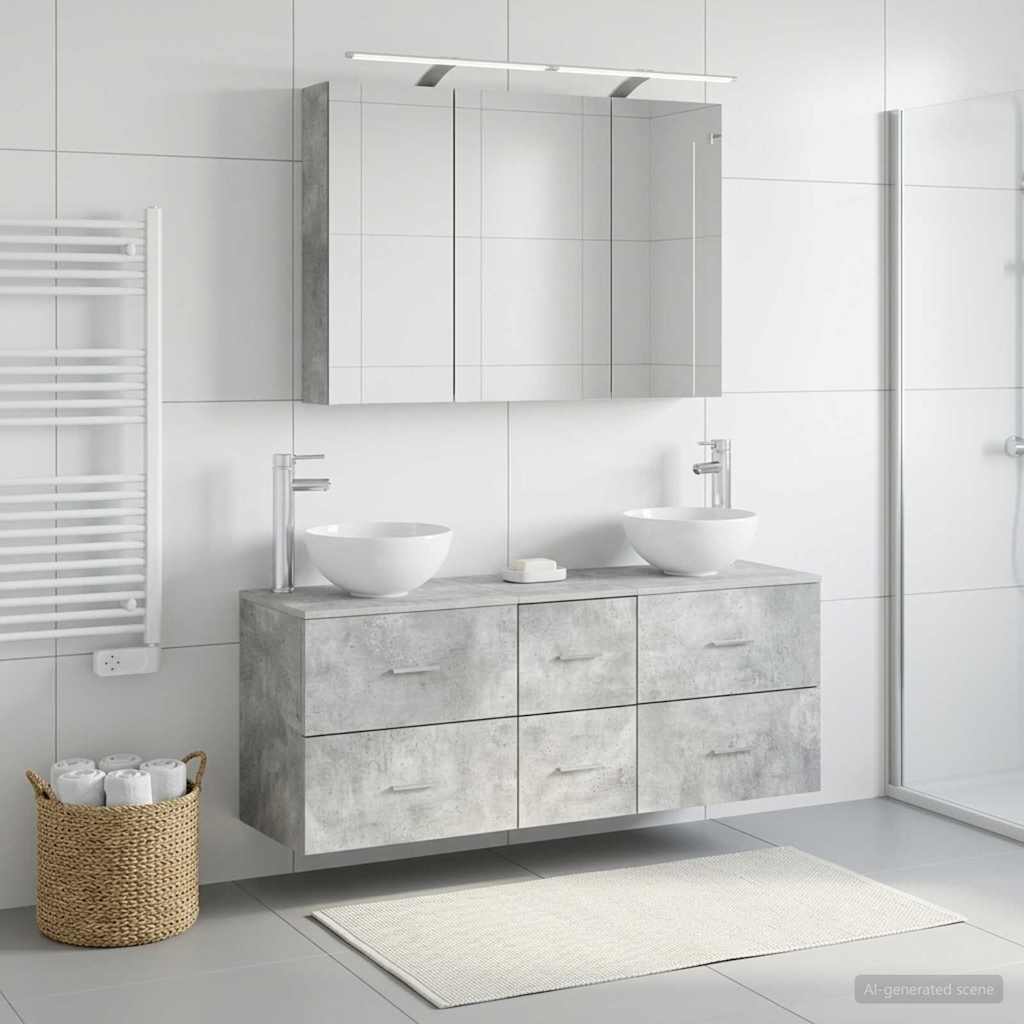 Bathroom Furniture Set 4 pcs 100 x 14.5 x 70 cm Concrete grey