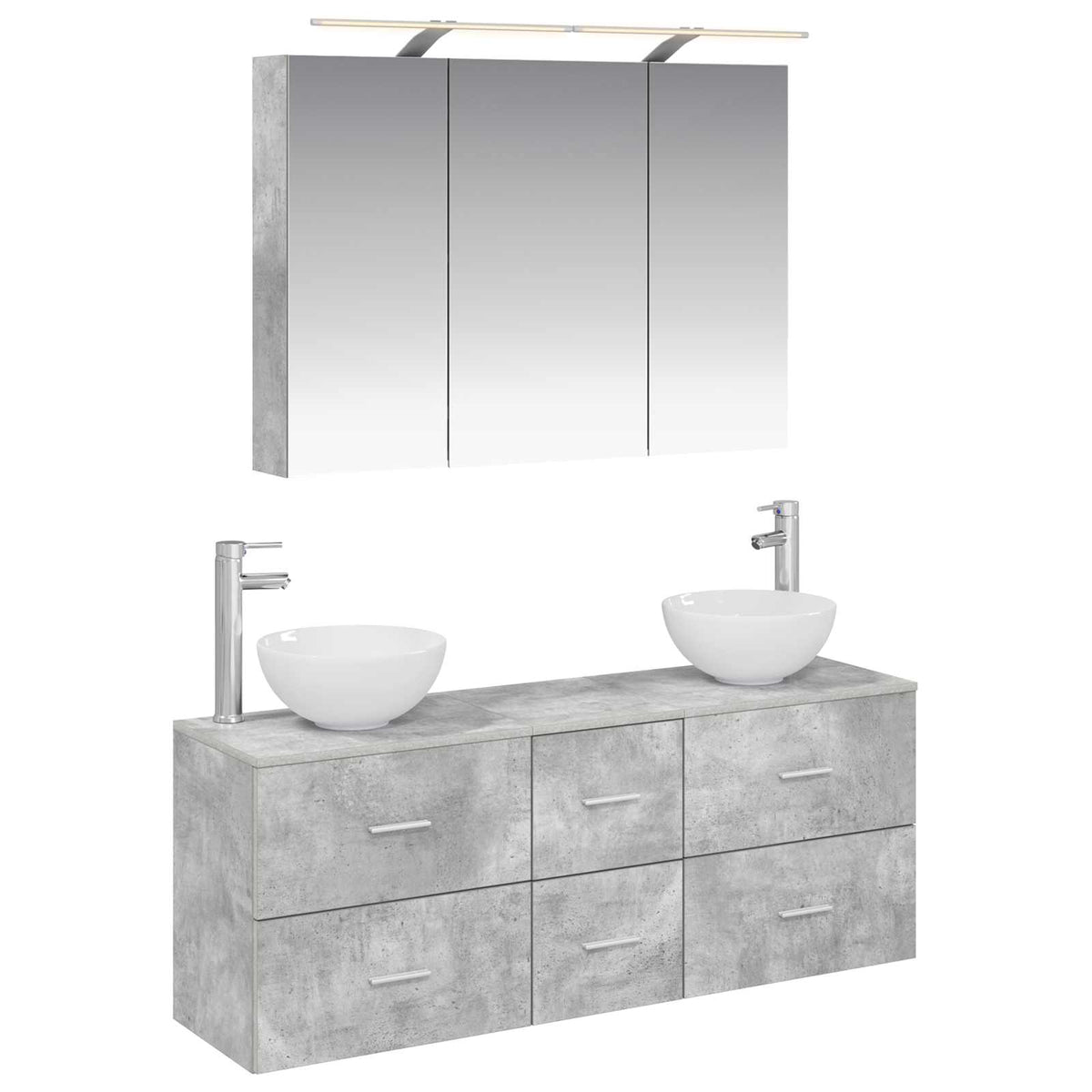 Bathroom Furniture Set 4 pcs 100 x 14.5 x 70 cm Concrete grey