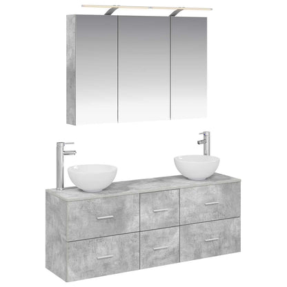 Bathroom Furniture Set 4 pcs 100 x 14.5 x 70 cm Concrete grey