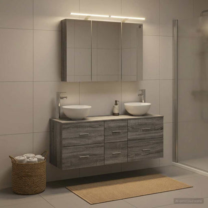 vidaXL Bathroom Furniture Set 4 pcs Grey Sonoma 1
