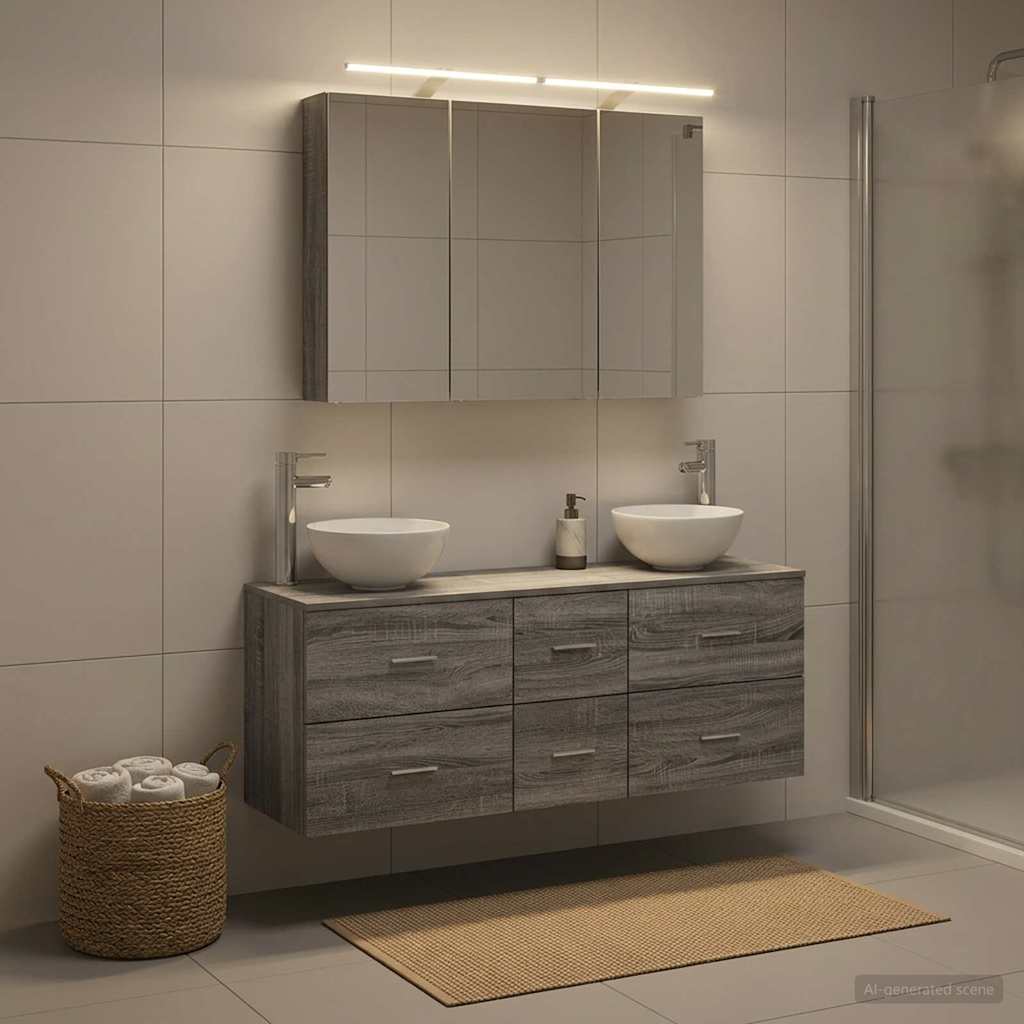 Bathroom Furniture Set 4 pcs 100 x 14.5 x 70 cm Grey sonoma