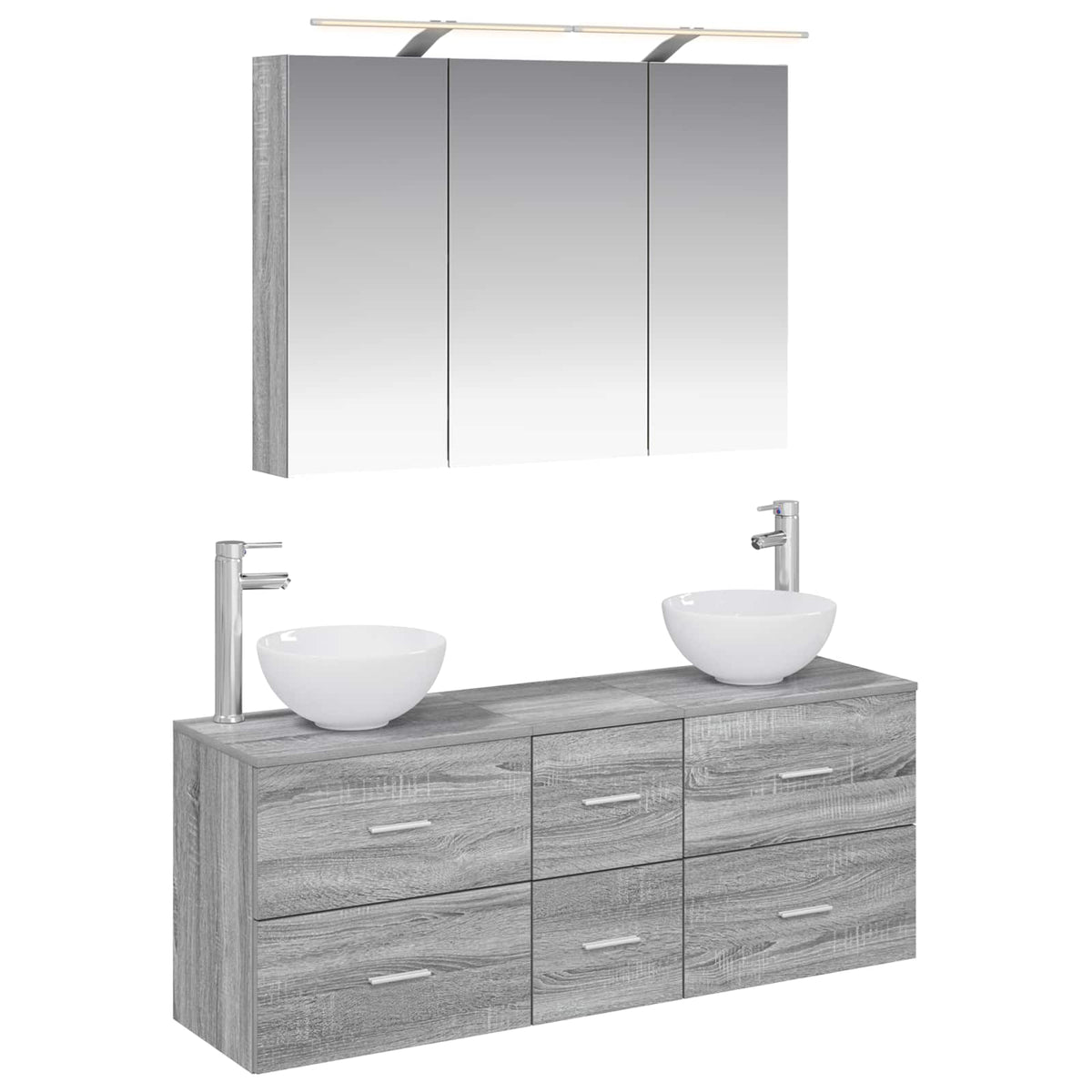 vidaXL Bathroom Furniture Set 4 pcs Grey Sonoma 2