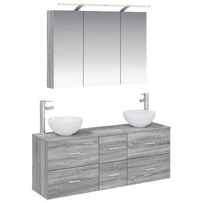vidaXL Bathroom Furniture Set 4 pcs Grey Sonoma 2