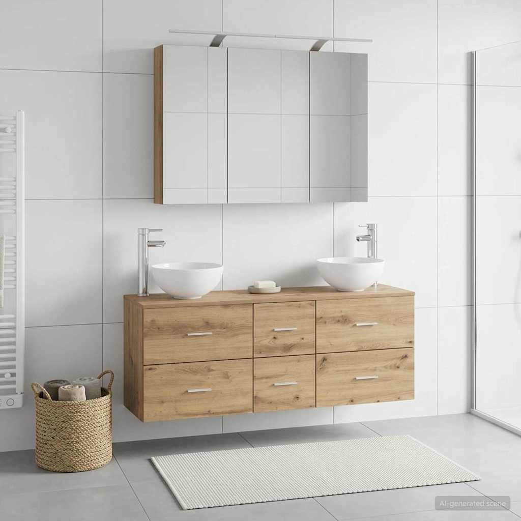 Bathroom Furniture Set 4 pcs 100 x 14.5 x 70 cm Artisan oak
