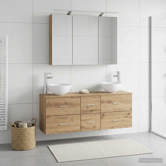 Bathroom Furniture Set 4 pcs 100 x 14.5 x 70 cm Artisan oak