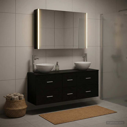 vidaXL Bathroom Furniture Set 4 pcs Black Oak 1