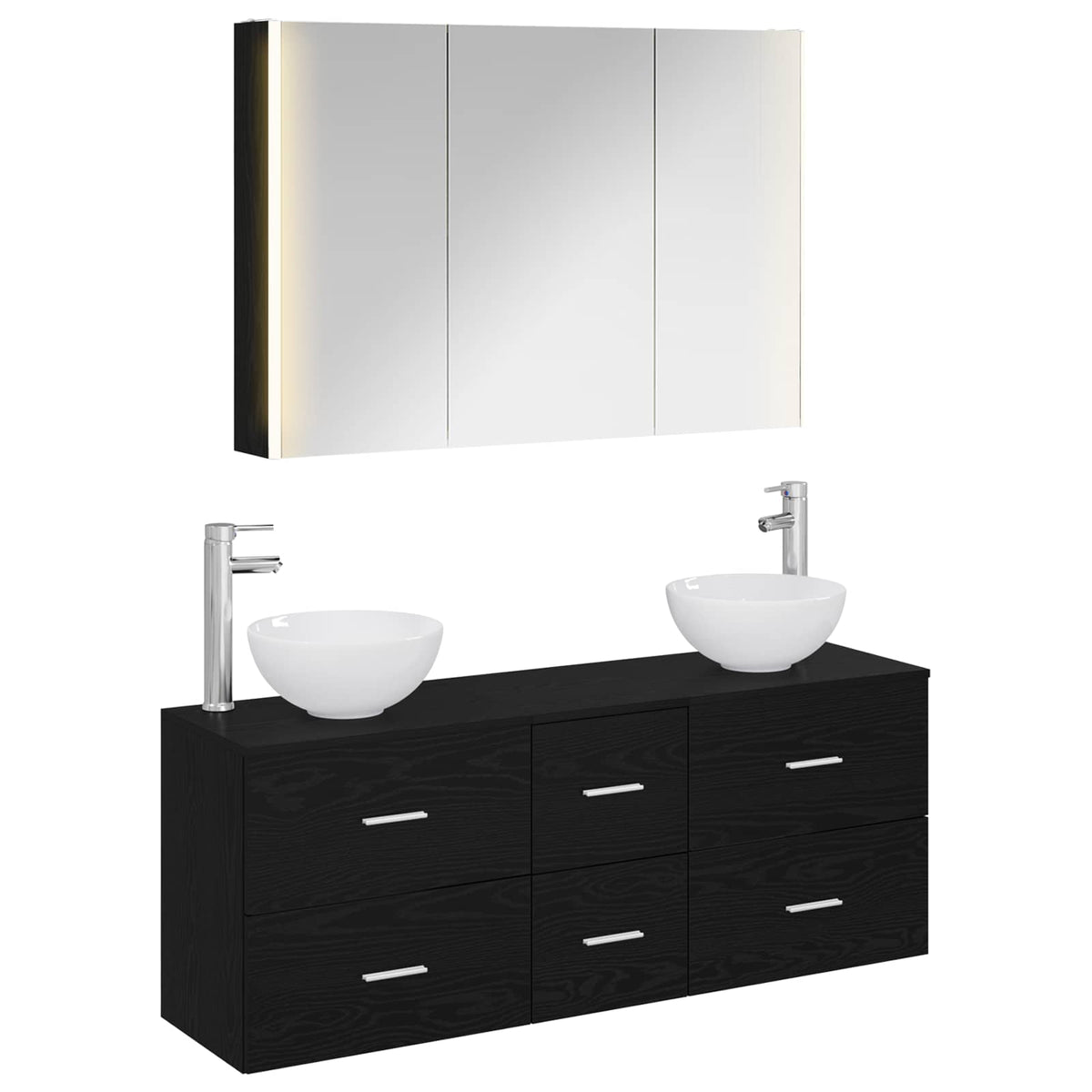 Bathroom Furniture Set 4 pcs 103.5 x 15.5 x 70 cm Black oak