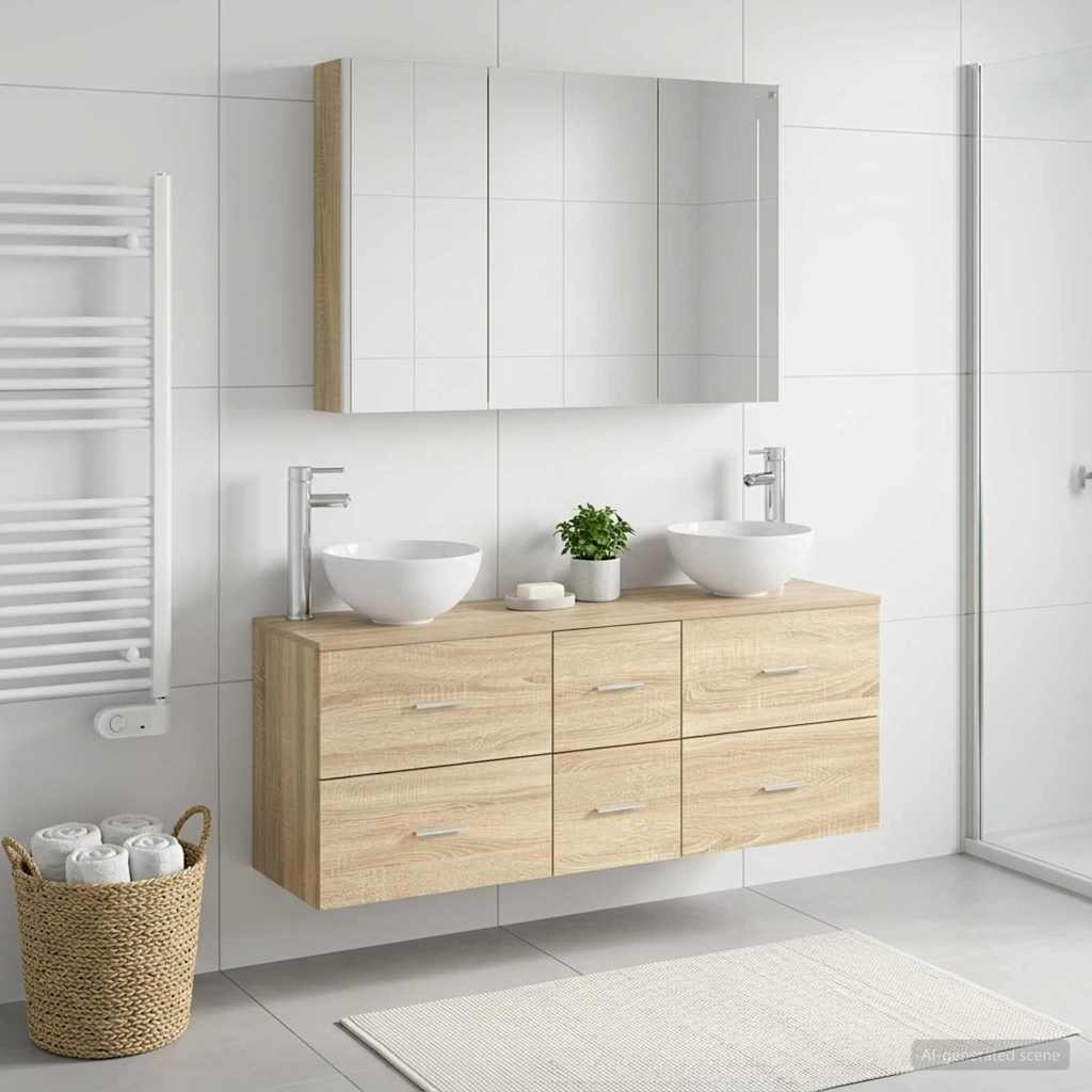 vidaXL Bathroom Furniture Set 4 pcs Sonoma Oak 1