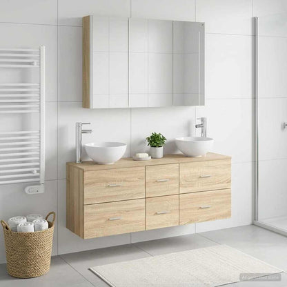 vidaXL Bathroom Furniture Set 4 pcs Sonoma Oak 1