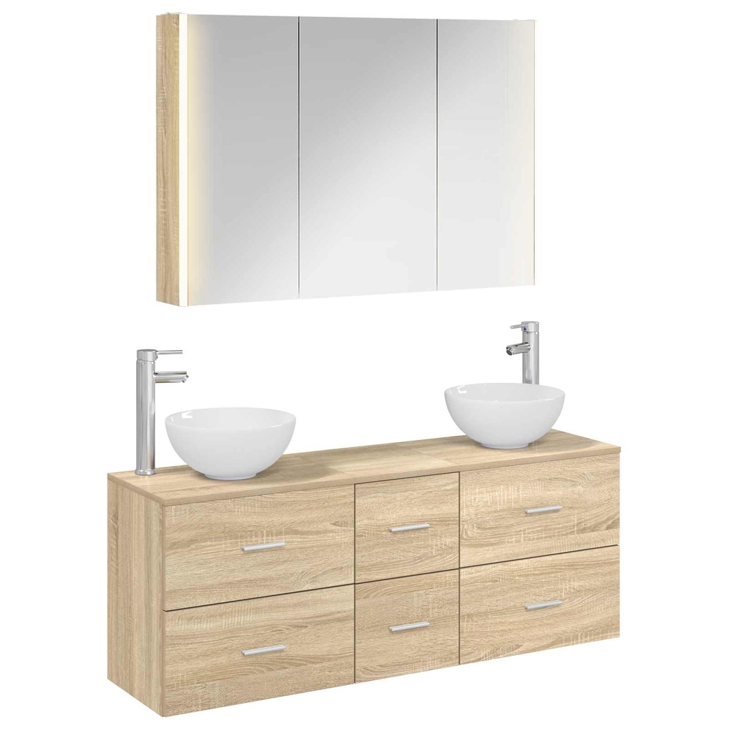 vidaXL Bathroom Furniture Set 4 pcs Sonoma Oak 2