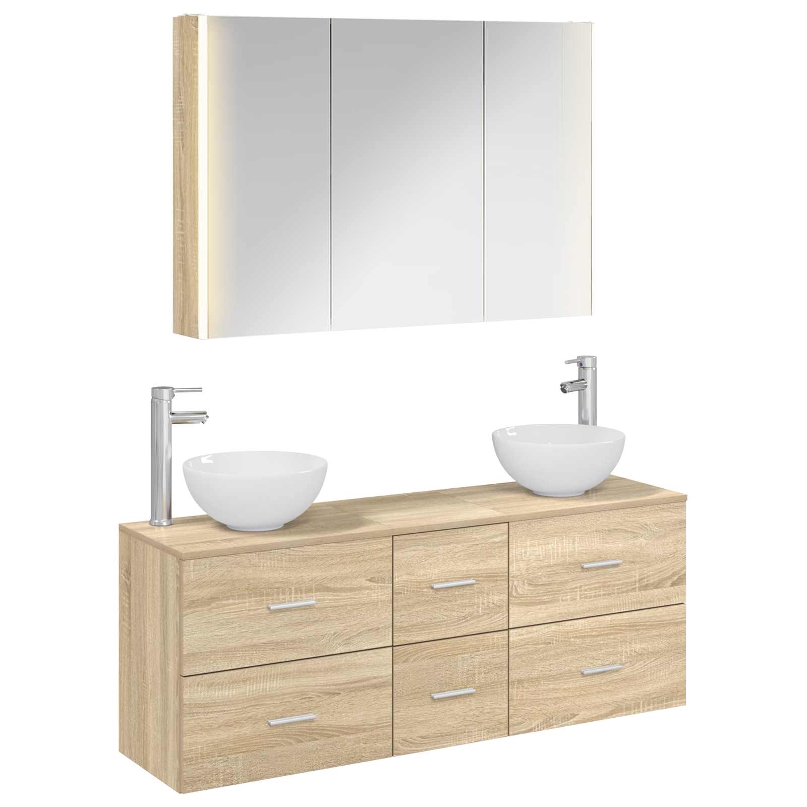 vidaXL Bathroom Furniture Set 4 pcs Sonoma Oak 2