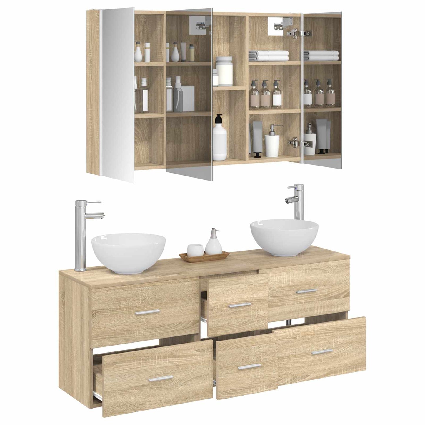 vidaXL Bathroom Furniture Set 4 pcs Sonoma Oak 3