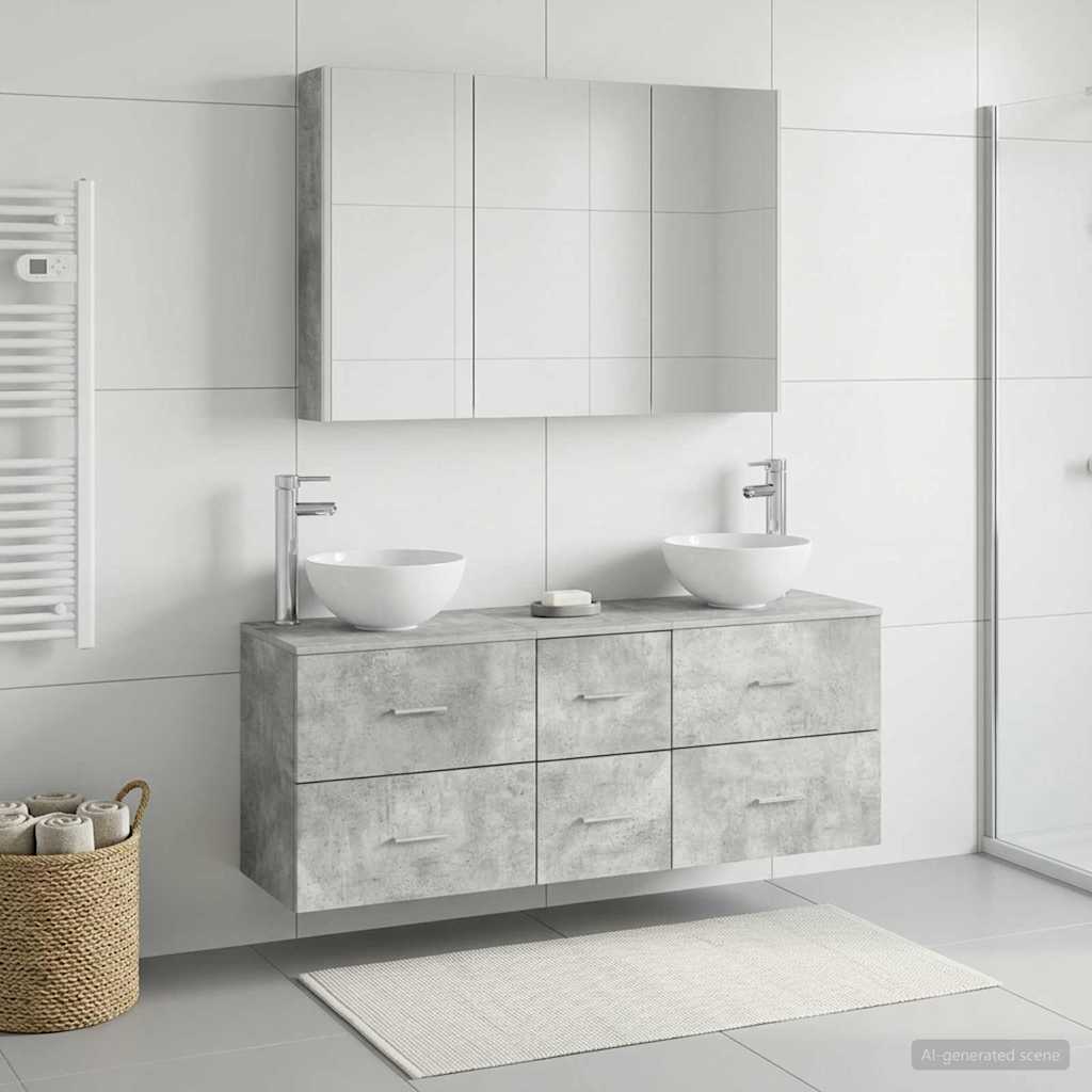 Bathroom Furniture Set 4 pcs 103.5 x 15.5 x 70 cm Concrete grey