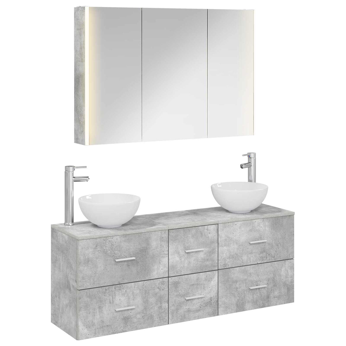 Bathroom Furniture Set 4 pcs 103.5 x 15.5 x 70 cm Concrete grey