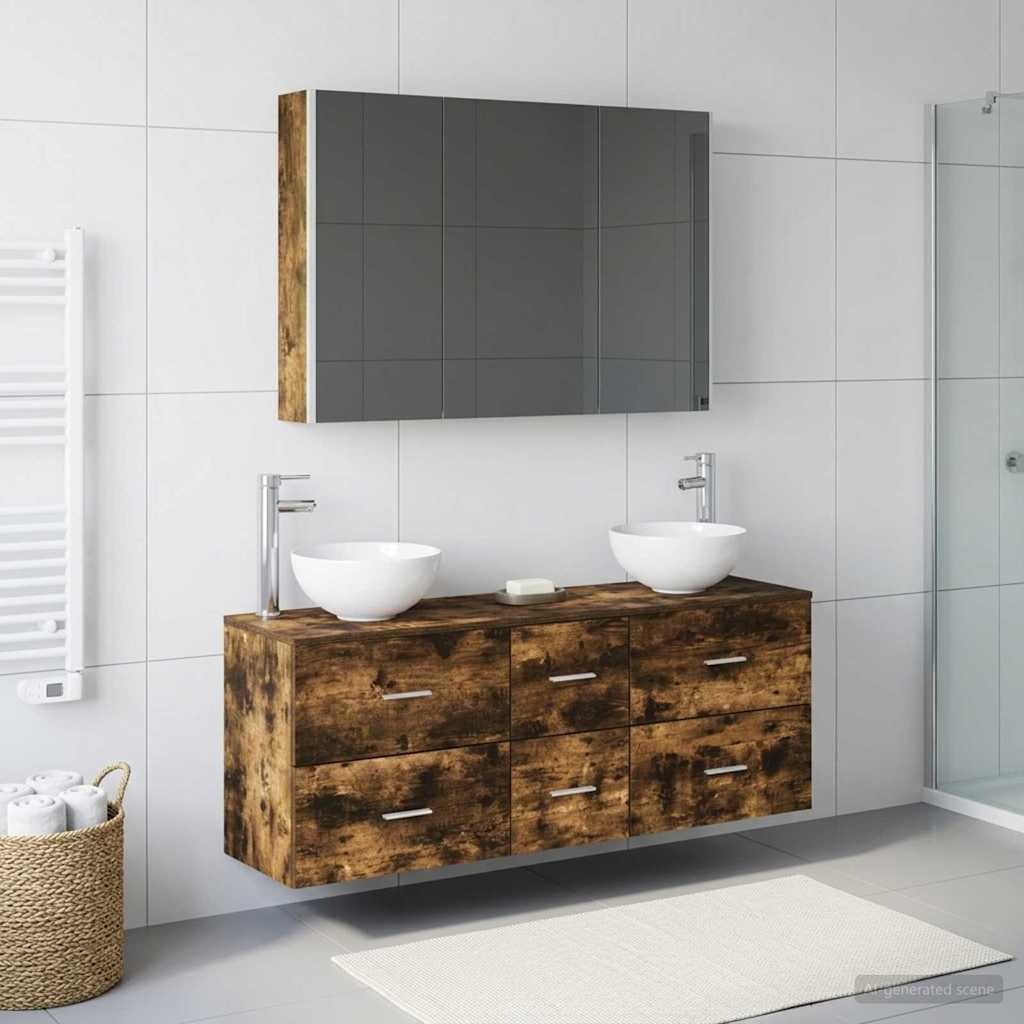 vidaXL Bathroom Furniture Set 4 pcs Smoked Oak 4