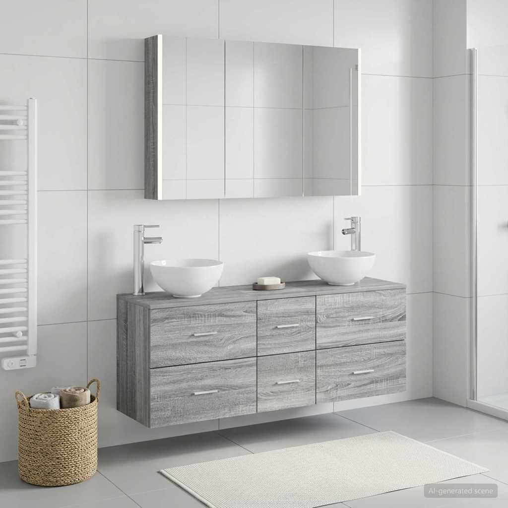 Bathroom Furniture Set 4 pcs 103.5 x 15.5 x 70 cm Grey sonoma