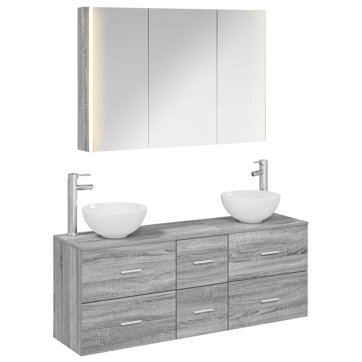 vidaXL Bathroom Furniture Set 4 pcs Grey Sonoma 2