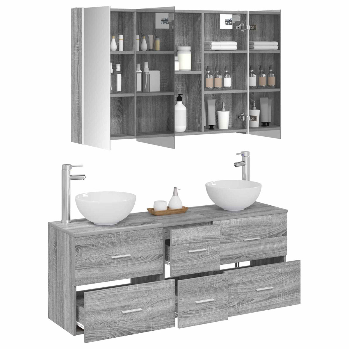 Bathroom Furniture Set 4 pcs 103.5 x 15.5 x 70 cm Grey sonoma