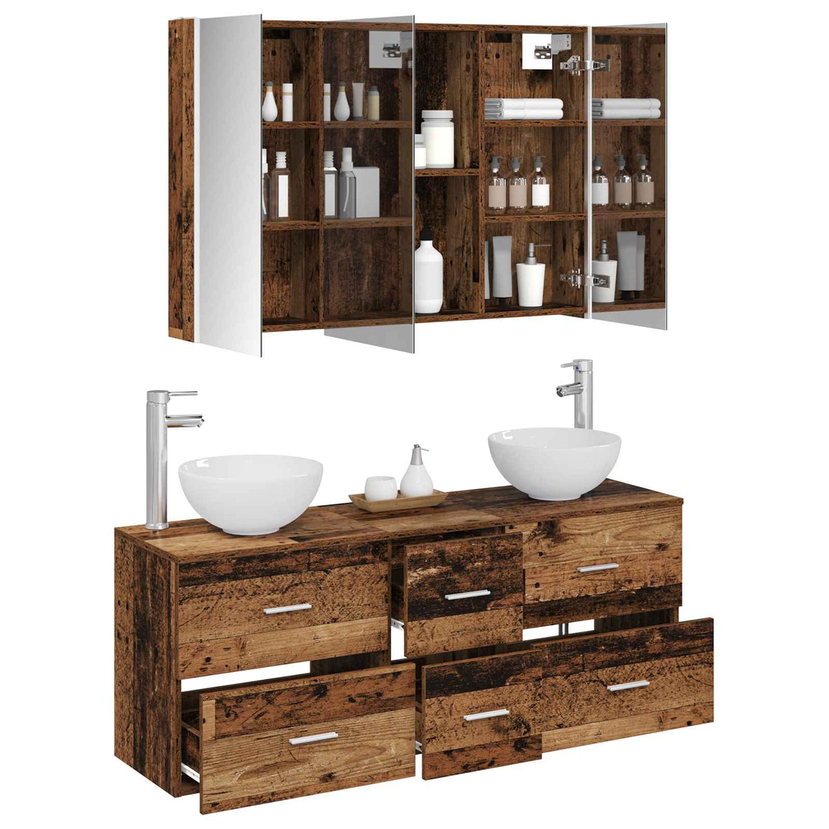 Bathroom Furniture Set 4 pcs 103.5 x 15.5 x 70 cm Old wood