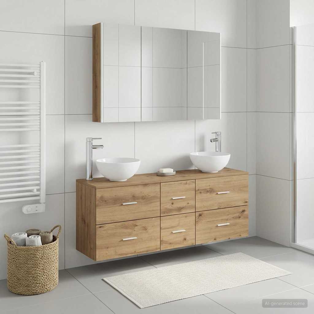 vidaXL Bathroom Furniture Set 4 pcs Artisan Oak 4