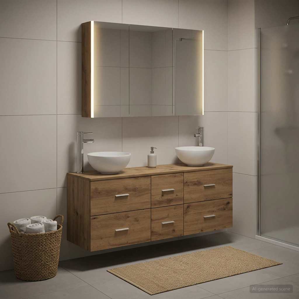 vidaXL Bathroom Furniture Set 4 pcs Artisan Oak 1