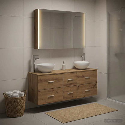 vidaXL Bathroom Furniture Set 4 pcs Artisan Oak 1