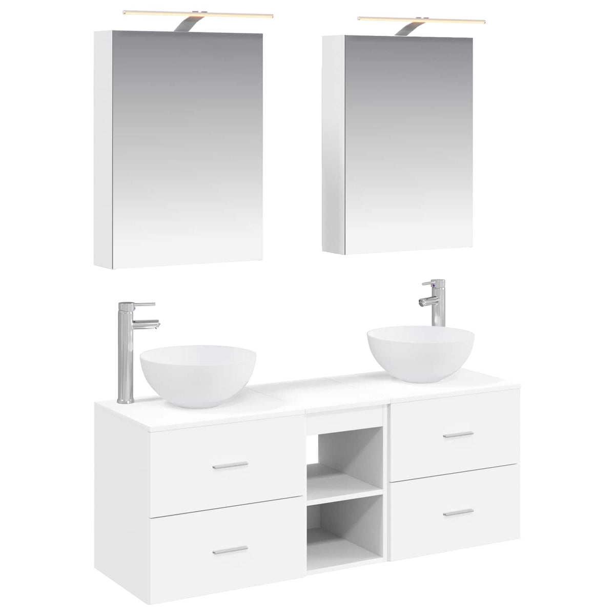 vidaXL Bathroom Furniture Set 5 pcs White Engineered Wood and Glass 2
