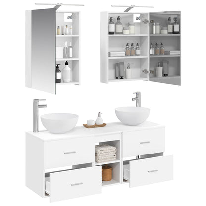 vidaXL Bathroom Furniture Set 5 pcs White Engineered Wood and Glass 3